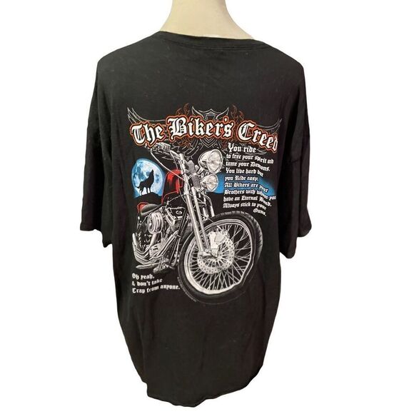 Men's Bikers Creed T-shirt Graphic Short Sleeve Black Size 2XL - Picture 2 of 8
